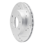 R1 85-89 Nissan STANZA Front Right Drilled & Slotted Silver Brake Rotor