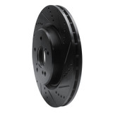 R1 21-25 Acura TLX Front Right Drilled & Slotted Black Brake Rotor