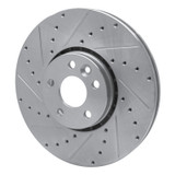 R1 10-16 Volvo XC60 Front Left Drilled & Slotted Silver Brake Rotor