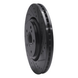 R1 17-20 Acura MDX Front Right Drilled & Slotted Black Brake Rotor