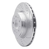 R1 17-25 Tesla Model 3 Front Right Drilled & Slotted Silver Brake Rotor