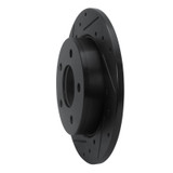 R1 04-13 Mazda 3 Rear Left Drilled & Slotted Black Brake Rotor