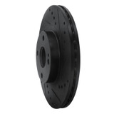 R1 01-05 Mazda Miata Front Right Drilled & Slotted Black Brake Rotor