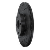 R1 01-05 Mazda Miata Front Left Drilled & Slotted Black Brake Rotor