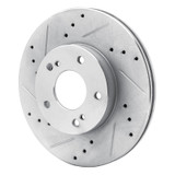 R1 89-99 Infiniti I30 Front Left Drilled & Slotted Silver Brake Rotor