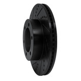R1 00-07 Toyota TUNDRA Front Left Drilled & Slotted Black Brake Rotor