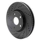 R1 06-15 Lexus GS300 Right Front Drilled & Slotted Black Brake Rotor