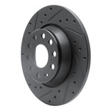 R1 05-18 Audi A3 Quattro Rear Left Drilled & Slotted Black Brake Rotor