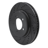 R1 06-10 Ford Explorer Front Left Drilled & Slotted Black Brake Rotor