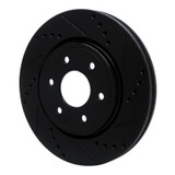 R1 05-25 Nissan Xterra Front Right Drilled & Slotted Black Brake Rotor