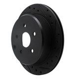 R1 86-97 Toyota Previa Rear Right Drilled & Slotted Black Brake Rotor