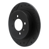 R1 91-94 Nissan Sentra Rear Left Drilled & Slotted Black Brake Rotor