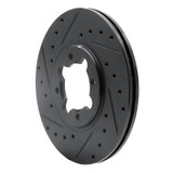 R1 82-85 Toyota Celica Front Left Drilled & Slotted Black Brake Rotor