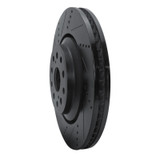 R1 07-23 Lexus LS500h Left Front Drilled & Slotted Black Brake Rotor