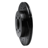 R1 91-02 Saturn SL1 Front Left Drilled & Slotted Black Brake Rotor