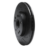 R1 90-95 Mercedes-Benz 300CE Front Right Drilled & Slotted Black Brake Rotor
