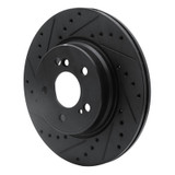 R1 93-02 Mercedes-Benz 600SL Rear Left Drilled & Slotted Black Brake Rotor