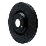 R1 12-15 Audi TTS Quattro Front Left Drilled & Slotted Black Brake Rotor