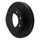 R1 01-25 Chevrolet Silverado 3500 Front Left Drilled & Slotted Black Brake Rotor