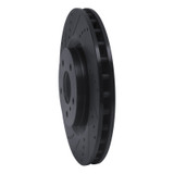 R1 03-08 Infiniti G35 Front Left Drilled & Slotted Black Brake Rotor