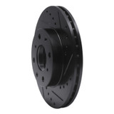 R1 90-00 Honda Civic Hatchback Front Right Drilled & Slotted Black Brake Rotor