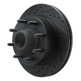 R1 95-04 Ford E-250 Econoline Front Left Drilled & Slotted Black Brake Rotor