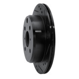 R1 82-85 Toyota Celica Rear Right Drilled & Slotted Black Brake Rotor