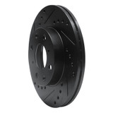 R1 86-91 Acura Integra Front Left Drilled & Slotted Black Brake Rotor