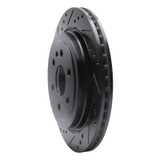 R1 10-16 Cadillac SRX Rear Left Drilled & Slotted Black Brake Rotor