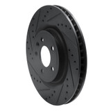 R1 11-14 Ford Mustang Front Left Drilled & Slotted Black Brake Rotor