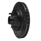 R1 87-93 Ford Mustang Front Left Drilled & Slotted Black Brake Rotor