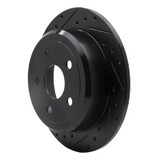 R1 07-18 Jeep Wrangler Rear Left Drilled & Slotted Black Brake Rotor