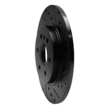 R1 06-09 Buick Terraza Rear Right Drilled & Slotted Black Brake Rotor
