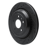 R1 06-12 Mercedes-Benz ML350 Rear Left Drilled & Slotted Black Brake Rotor