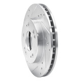 R1 90-05 Chrysler SEBRING Front Left Drilled & Slotted Silver Brake Rotor
