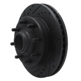 R1 01-02 Chevrolet Express 3500 Front Left Drilled & Slotted Black Brake Rotor
