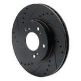 R1 91-01 Acura RL Front Left Drilled & Slotted Black Brake Rotor