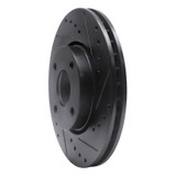 R1 98-04 Ford Contour Front Right Drilled & Slotted Black Brake Rotor