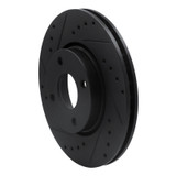 R1 98-04 Ford Contour Front Left Drilled & Slotted Black Brake Rotor