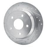 R1 99-04 Jeep Grand Cherokee Rear Left Drilled & Slotted Silver Brake Rotor