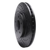 R1 09-11 Cadillac STS Front Right Drilled & Slotted Black Brake Rotor