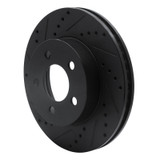 R1 02-07 Jeep Liberty Front Left Drilled & Slotted Black Brake Rotor