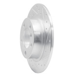 R1 11-16 Mini Cooper Paceman Rear Right Drilled & Slotted Silver Brake Rotor