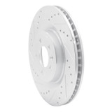 R1 11-14 Ford Mustang Front Left Drilled & Slotted Silver Brake Rotor