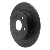 R1 2016-2025 Honda Accord Sedan Rear Left Drilled & Slotted Black Brake Rotor