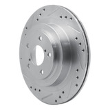 R1 05-09 Subaru Impreza Rear Left Drilled & Slotted Silver Brake Rotor