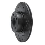 R1 11-18 BMW X3 Rear Right Drilled & Slotted Black Brake Rotor