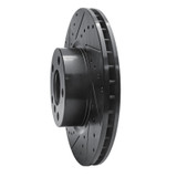 R1 11-18 BMW X4 Front Left Drilled & Slotted Black Brake Rotor