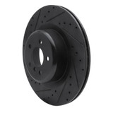R1 10-14 BMW X5 Rear Left Drilled & Slotted Black Brake Rotor