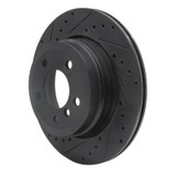 R1 07-19 BMW X5 Rear Left Drilled & Slotted Black Brake Rotor